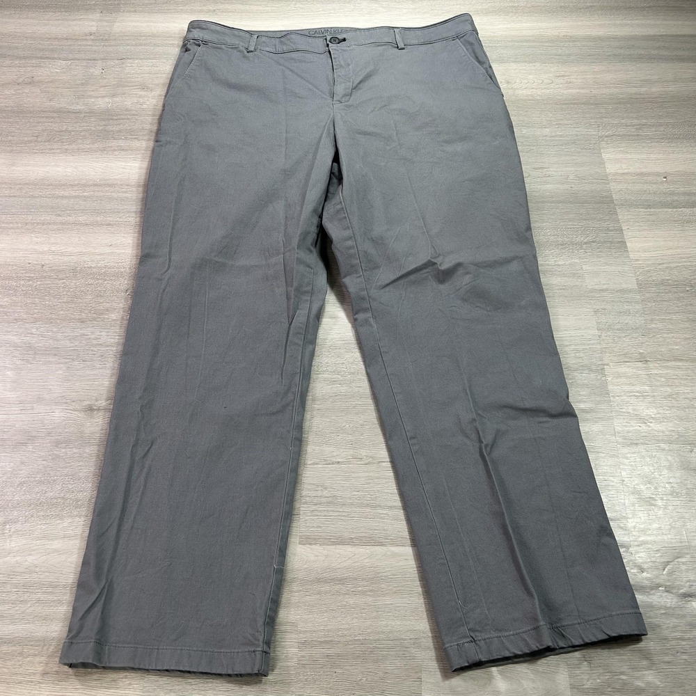 Calvin Klein Pants Mens 38x30 Gray Stretch Chino Straight Leg Casual Everyday